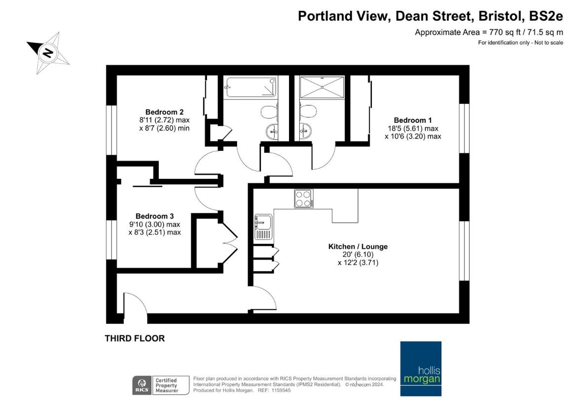 3 bedroom flat for sale - floorplan