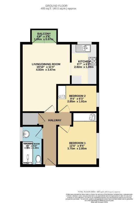 2 bedroom property for sale - floorplan