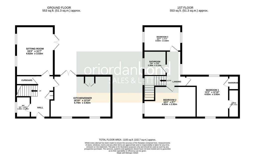 3 bedroom end of terrace house for sale - floorplan