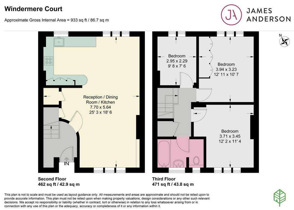 3 bedroom flat for sale - floorplan