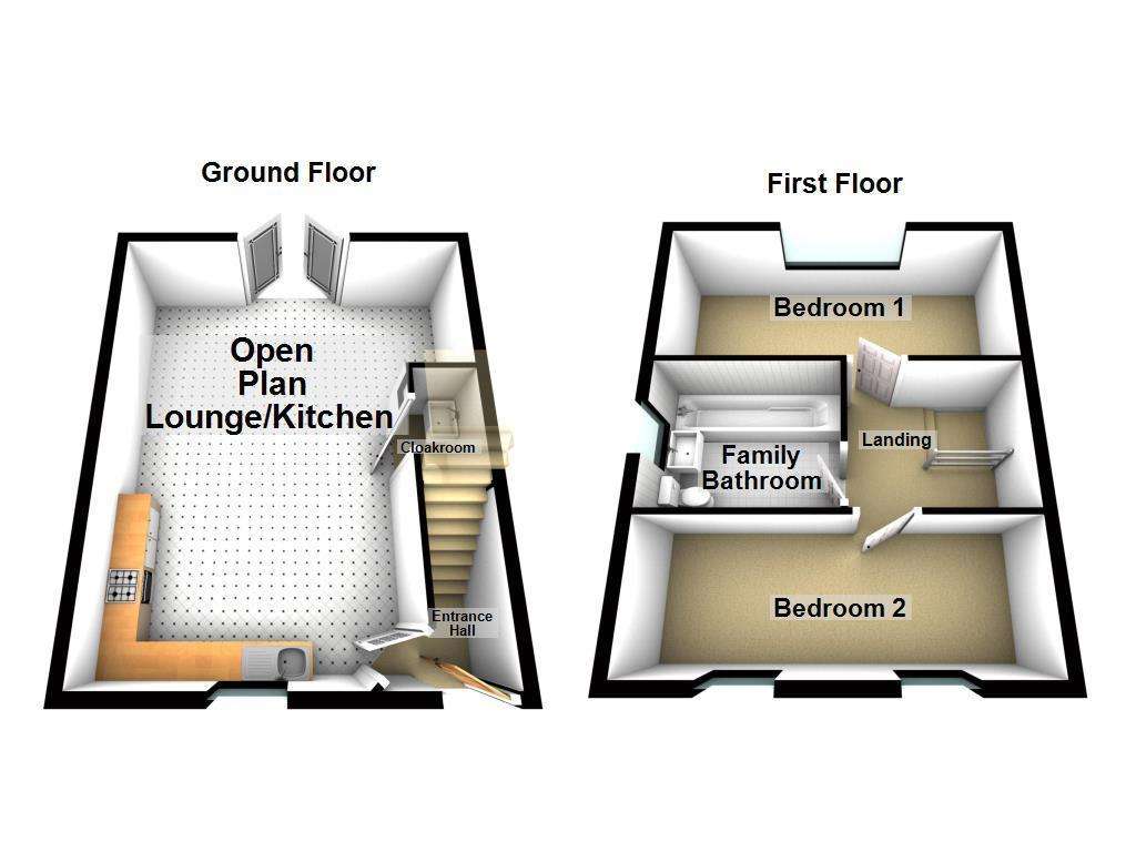 2 bedroom semi-detached house for sale - floorplan