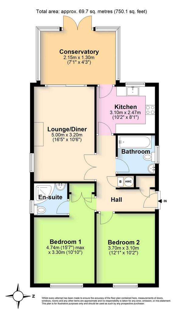 2 bedroom bungalow for sale - floorplan