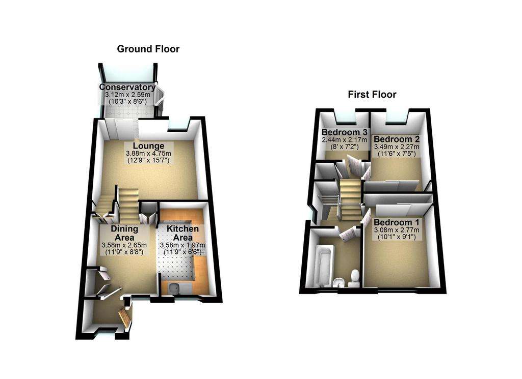 3 bedroom detached house for sale - floorplan