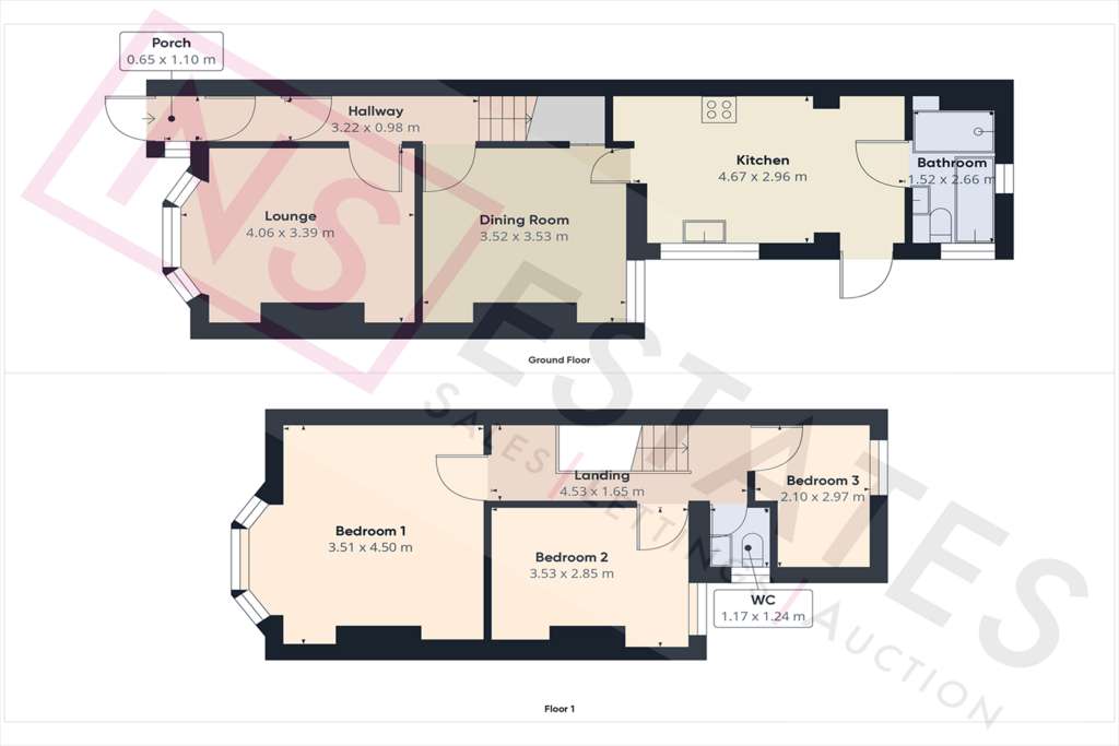 3 bedroom terraced house for sale - floorplan