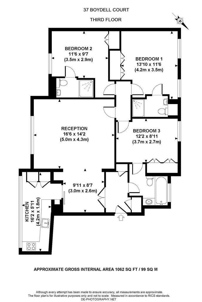 3 bedroom flat to rent - floorplan