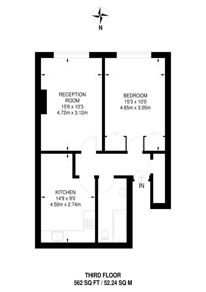 1 bedroom flat to rent - floorplan