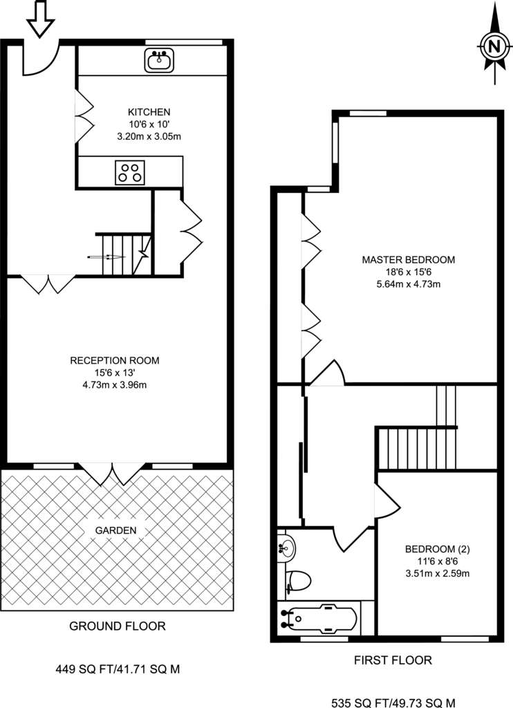 2 bedroom house to rent - floorplan