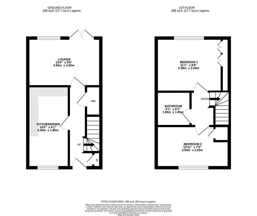 2 bedroom terraced house for sale - floorplan