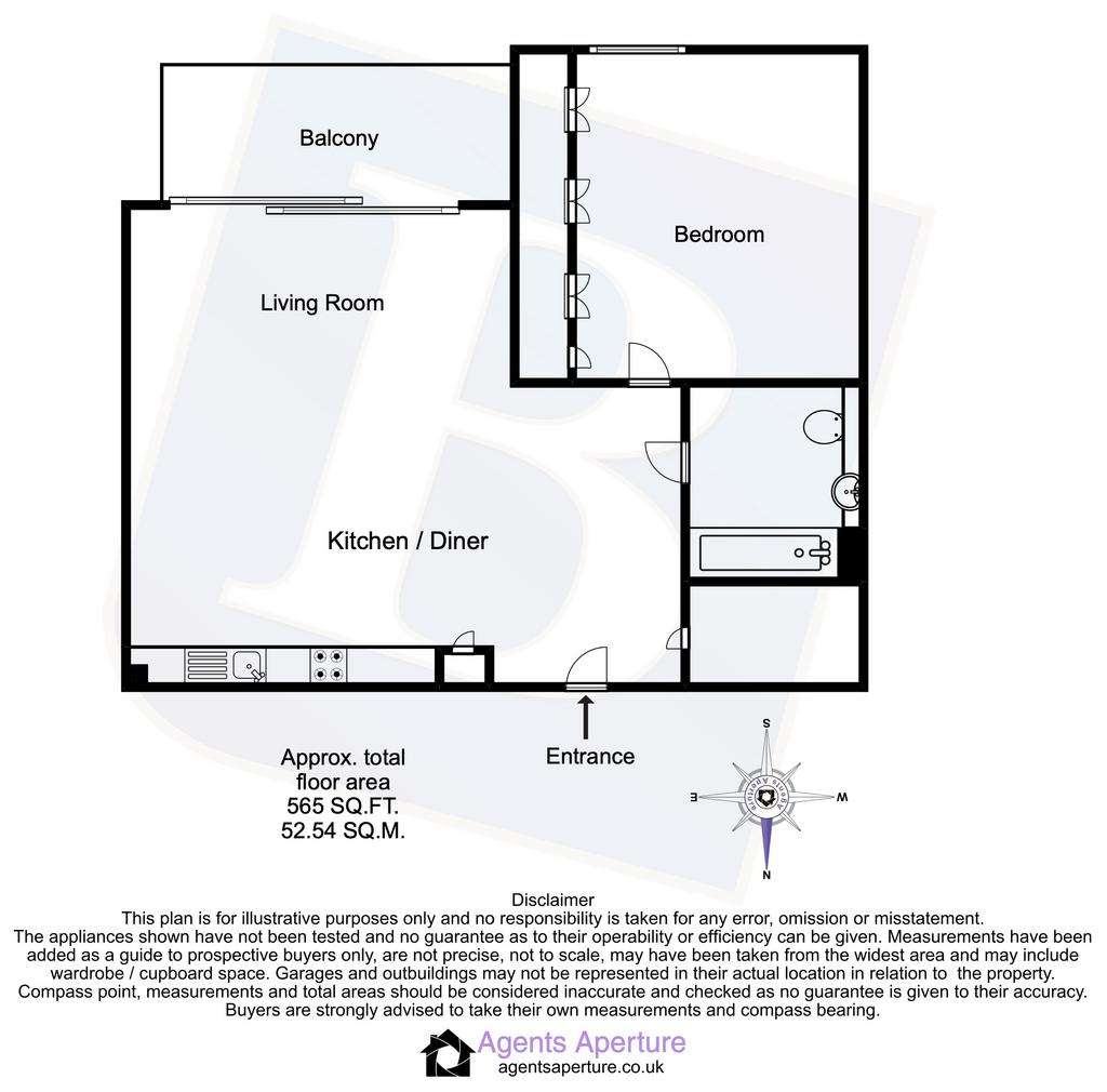 1 bedroom flat for sale - floorplan