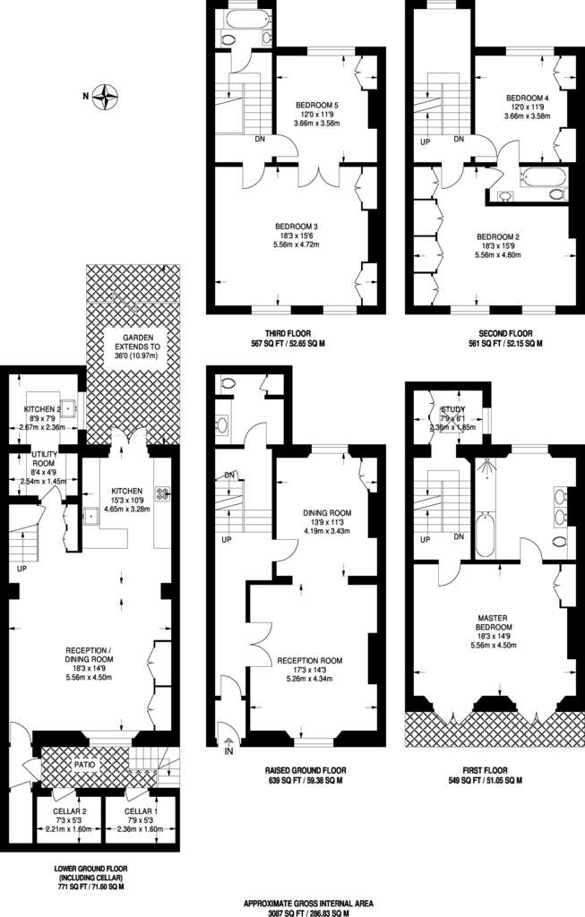 5 bedroom terraced house to rent - floorplan