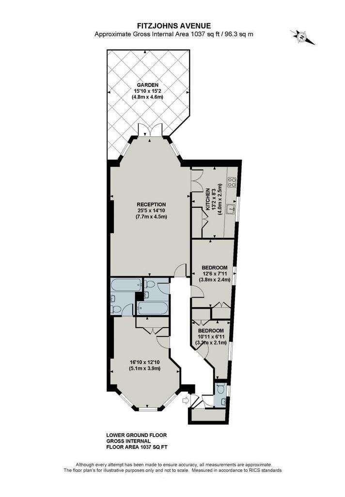 3 bedroom flat to rent - floorplan