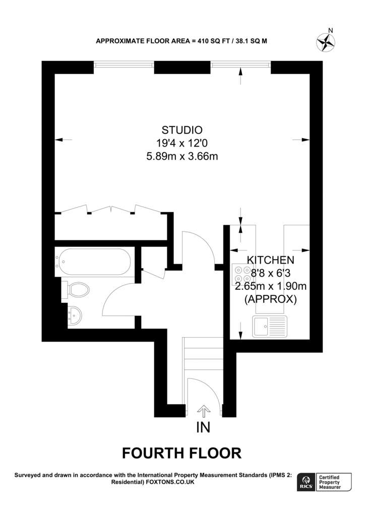 Studio flat to rent - floorplan