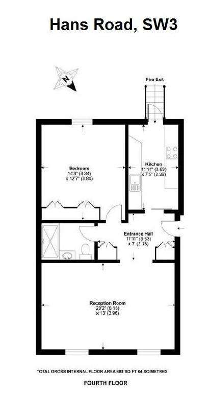 1 bedroom flat to rent - floorplan