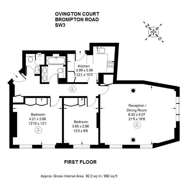 2 bedroom flat to rent - floorplan