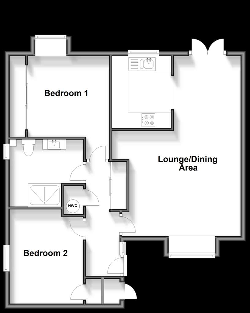 2 bedroom detached bungalow for sale - floorplan