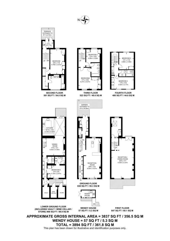 6 bedroom terraced house to rent - floorplan