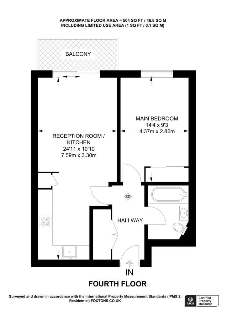 1 bedroom flat to rent - floorplan