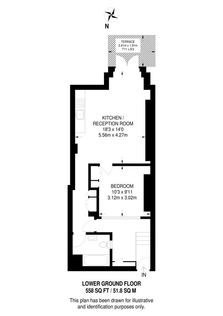 1 bedroom flat to rent - floorplan