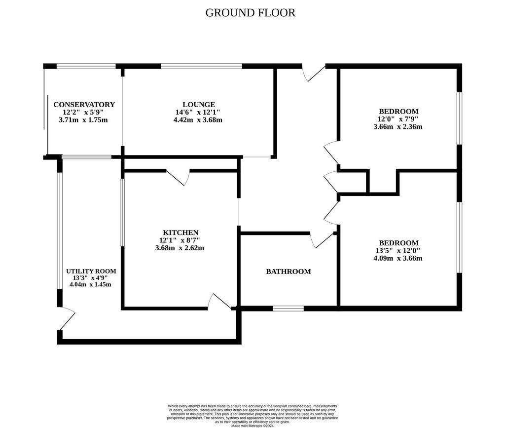 2 bedroom detached bungalow for sale - floorplan