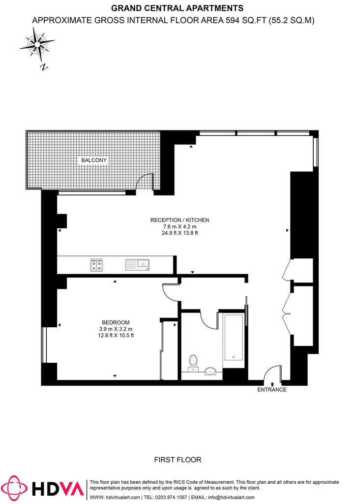 1 bedroom flat to rent - floorplan