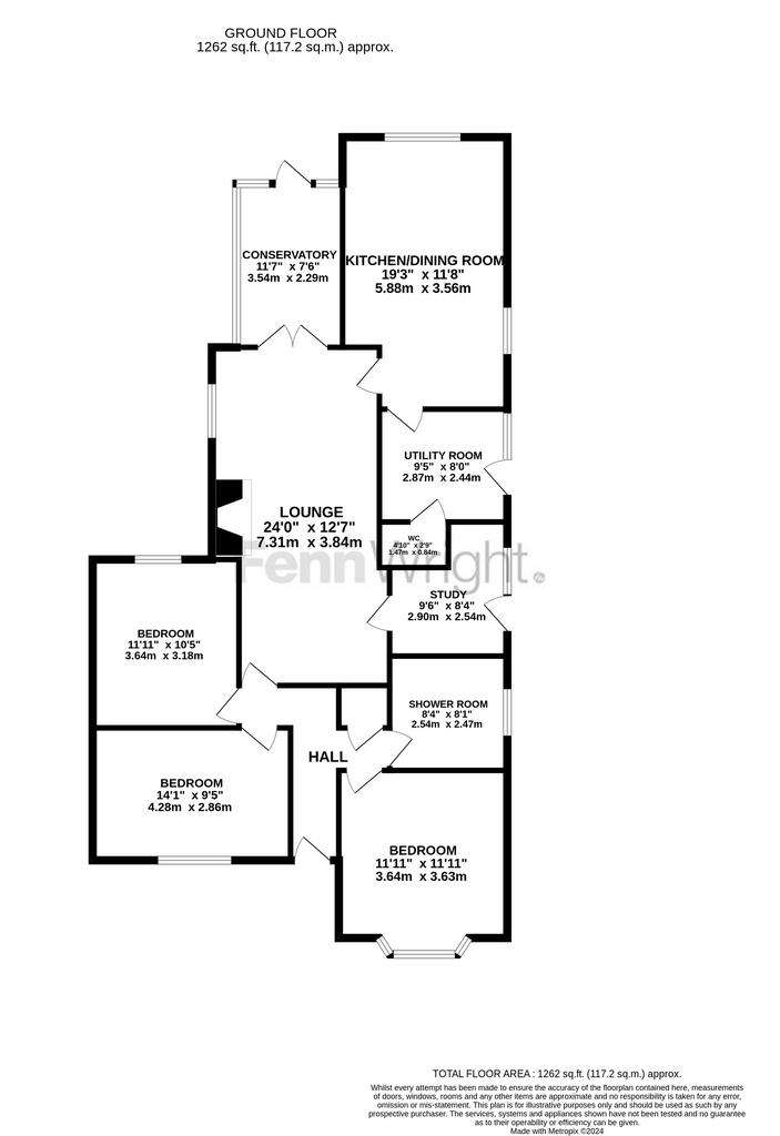 3 bedroom bungalow for sale - floorplan