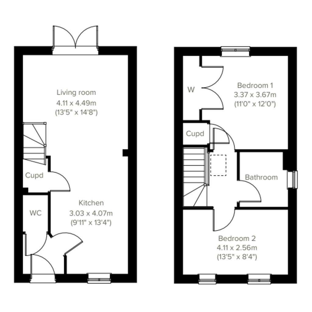 2 bedroom terraced house for sale - floorplan