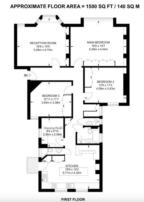 3 bedroom flat to rent - floorplan