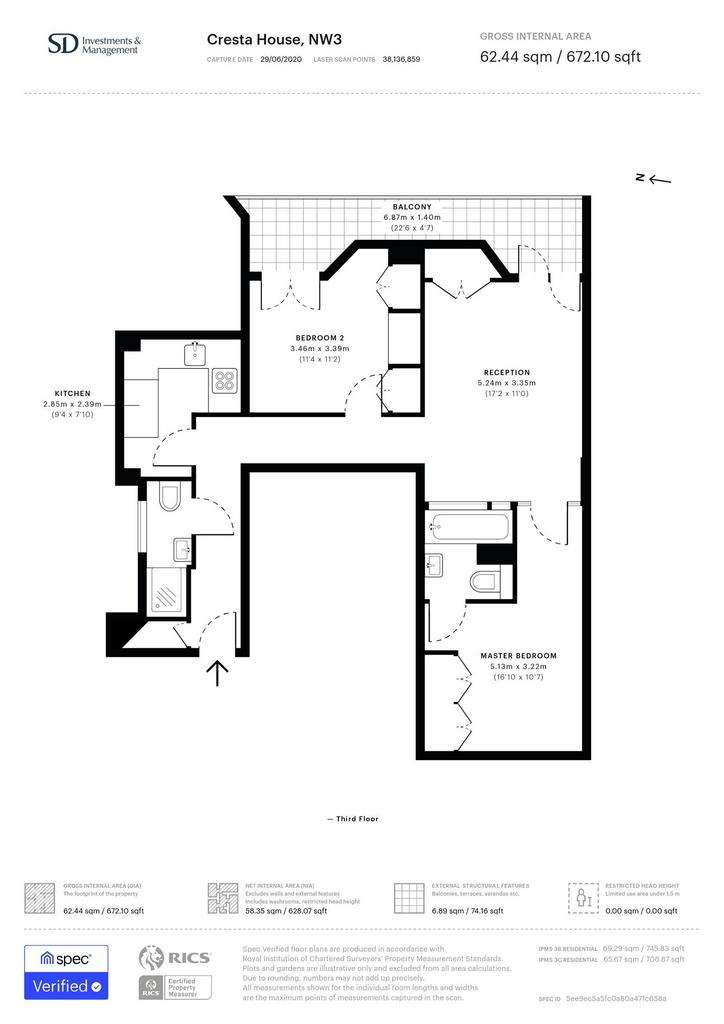 2 bedroom flat to rent - floorplan