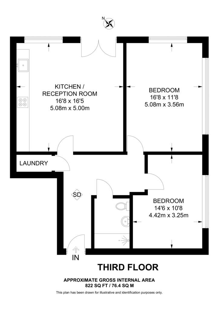 2 bedroom flat to rent - floorplan