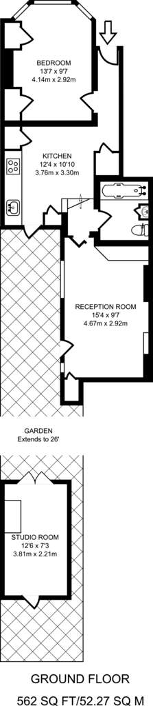 1 bedroom flat to rent - floorplan