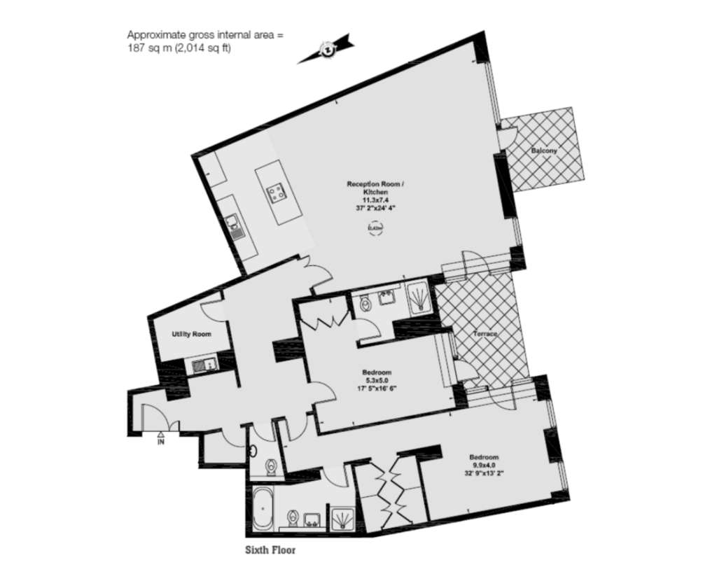 2 bedroom flat for sale - floorplan