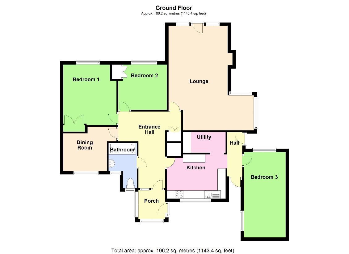 3 bedroom bungalow for sale - floorplan