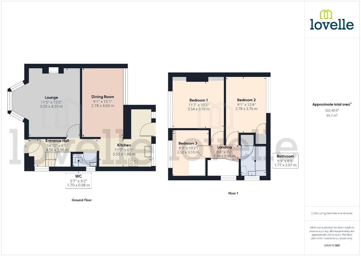 3 bedroom semi-detached house for sale - floorplan