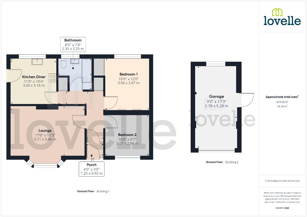 2 bedroom bungalow for sale - floorplan