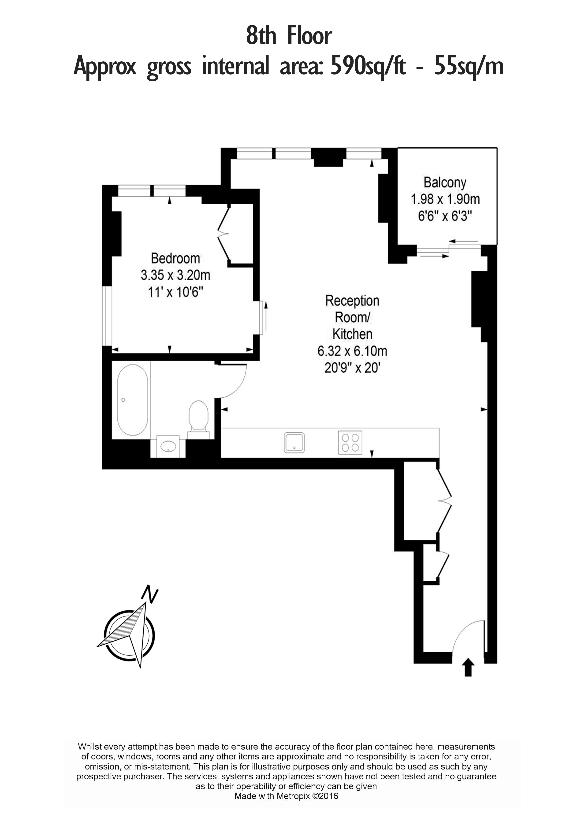 1 bedroom flat for sale - floorplan