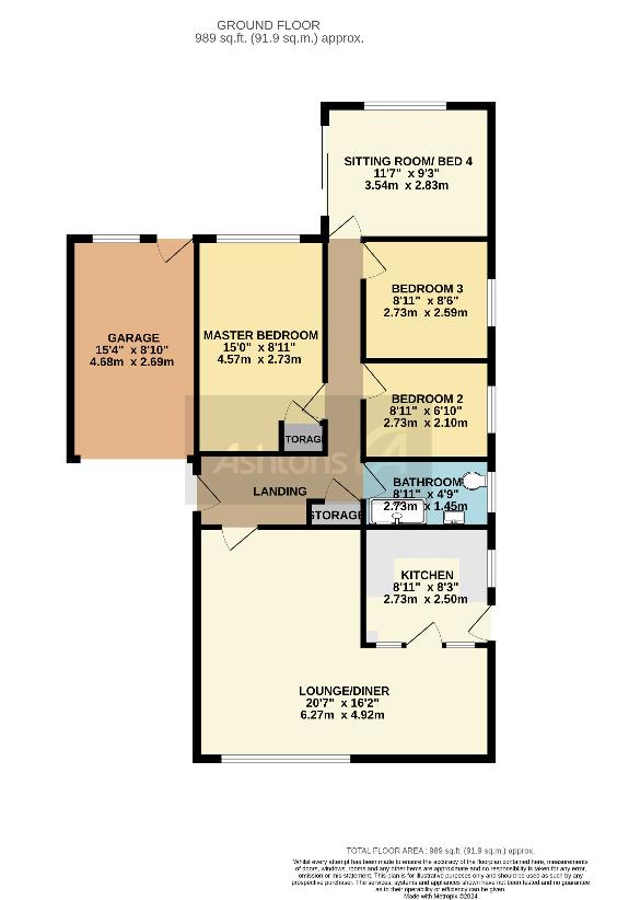 4 bedroom bungalow for sale - floorplan