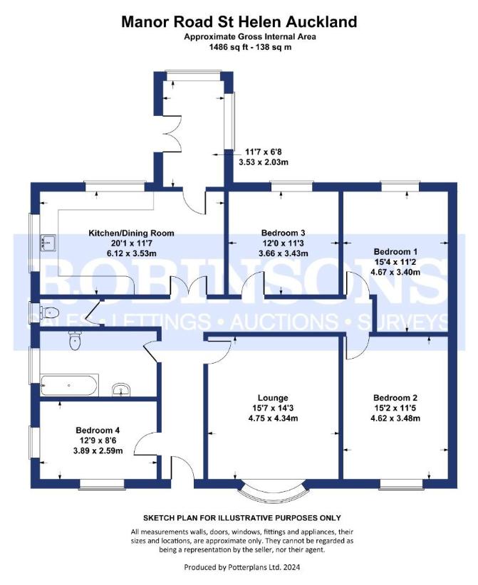 4 bedroom bungalow for sale - floorplan