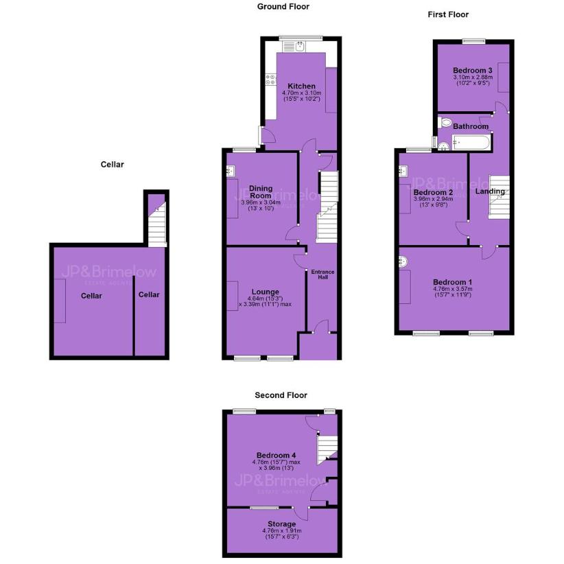 4 bedroom terraced house for sale - floorplan