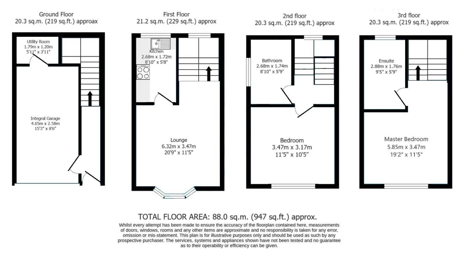 2 bedroom terraced house for sale - floorplan