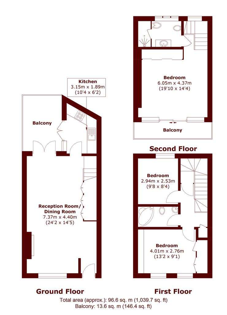 3 bedroom terraced house to rent - floorplan