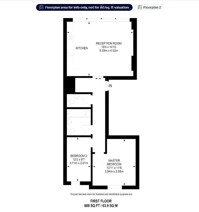 2 bedroom flat to rent - floorplan