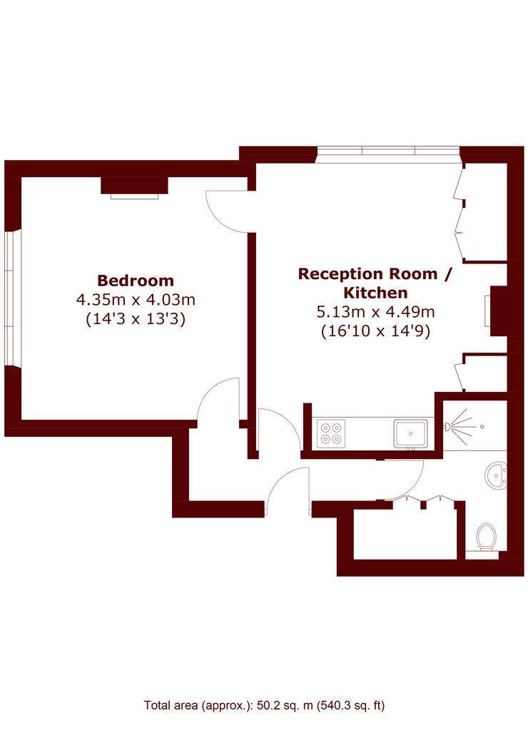 1 bedroom flat to rent - floorplan