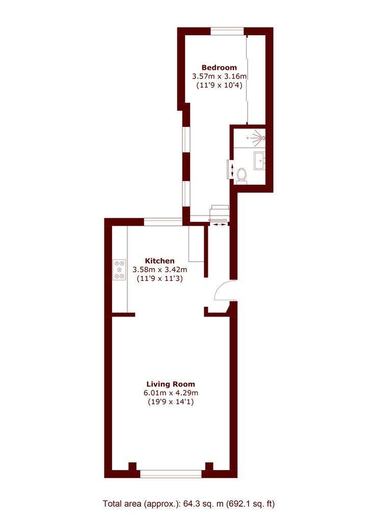 1 bedroom flat to rent - floorplan