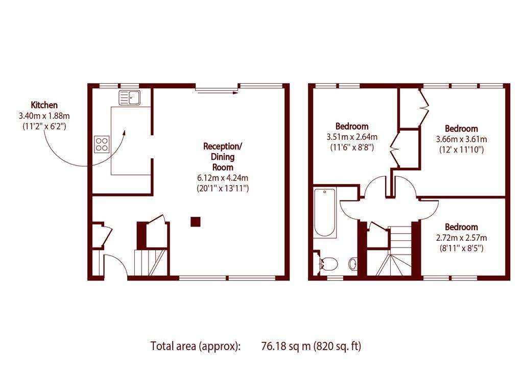 3 bedroom house to rent - floorplan