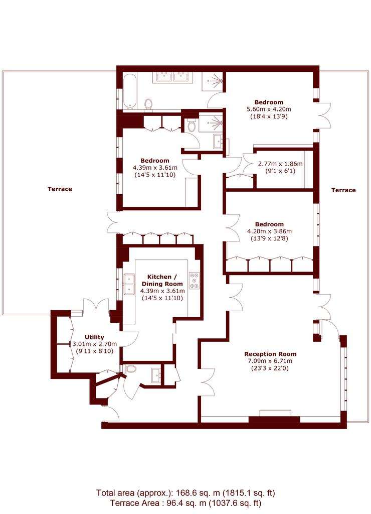 3 bedroom flat to rent - floorplan