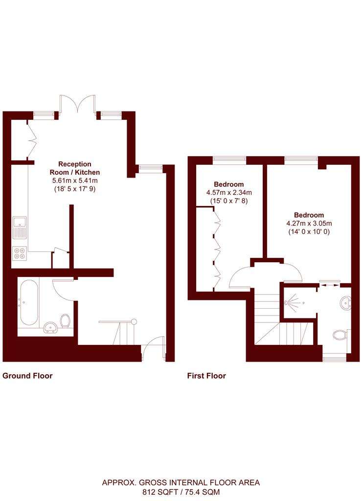 2 bedroom maisonette to rent - floorplan