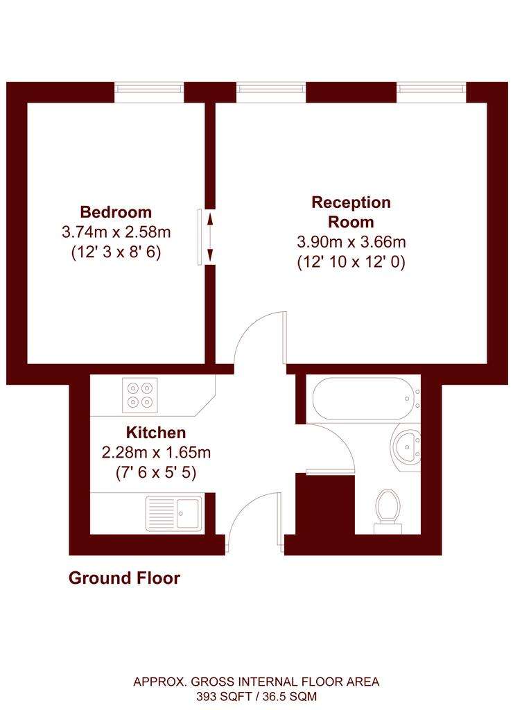 1 bedroom flat to rent - floorplan