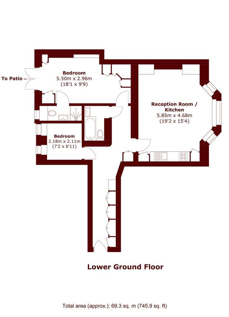 2 bedroom flat to rent - floorplan