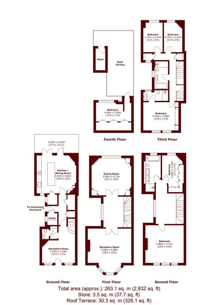 6 bedroom terraced house to rent - floorplan