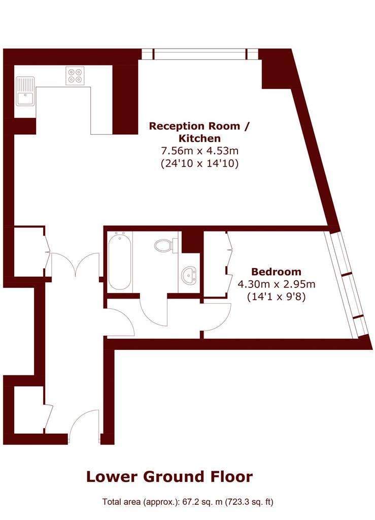 1 bedroom flat to rent - floorplan